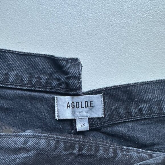 Agolde Criss Cross Jean Short Hitchhike Womens Size 28 Distressed High Rise Goth - Picture 6 of 10